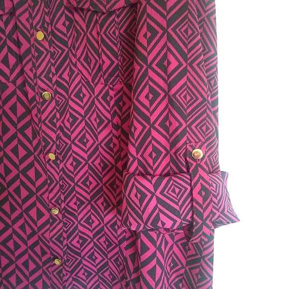 Dana Buchman XL Pink Geometric Patterned Blouse - Picture 4 of 5